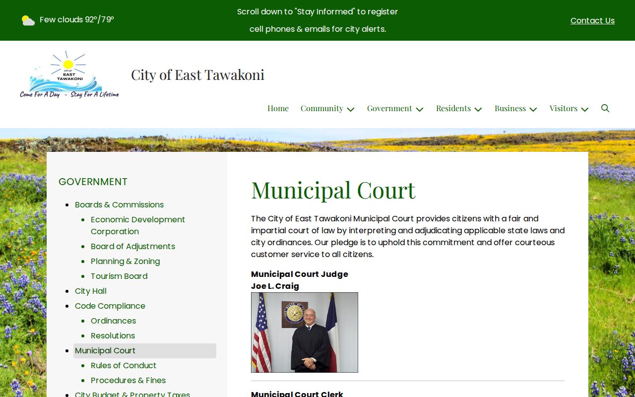 East Tawakoni criminal records municipal court source