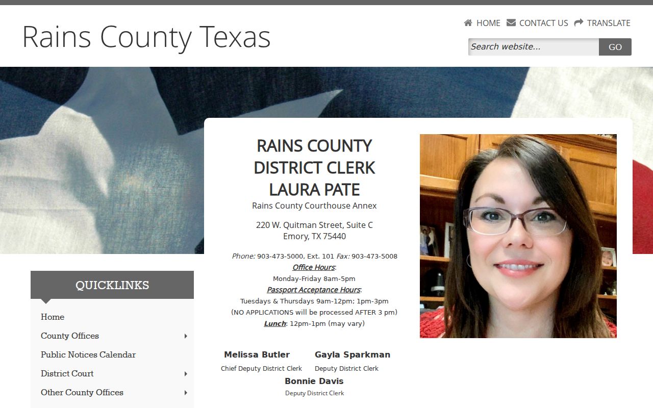 Rains County criminal court case records at the District Clerk office