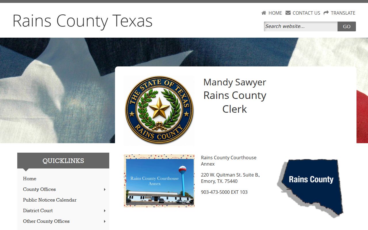 Rains County misdemeanor criminal court case records at the County Clerk