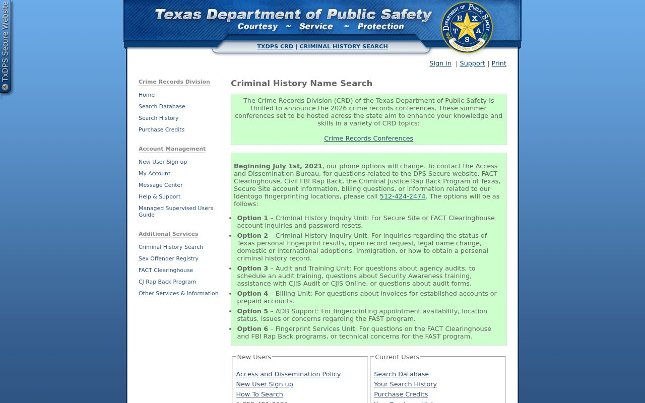 Rains County criminal history Texas DPS name search