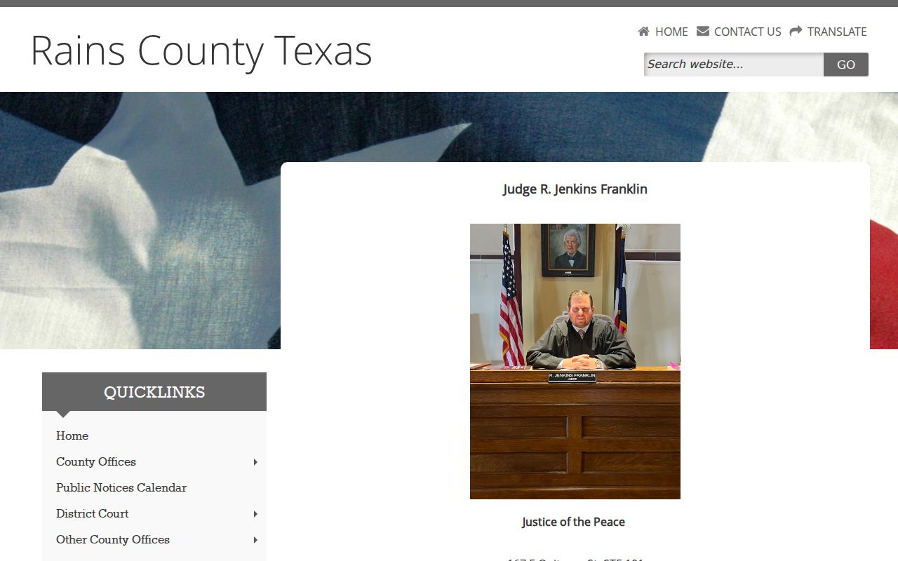 Rains County criminal history Justice Court records page